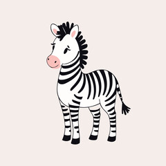Cute vector illustration of a Zebra for toddlers story books