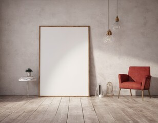 Minimalist Frame Mockup Hanging on a Stylish Wall in a Modern Apartment, Perfect for Displaying Artwork, Posters, or Photography