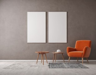 Minimalist Frame Mockup Hanging on a Stylish Wall in a Modern Apartment, Perfect for Displaying Artwork, Posters, or Photography