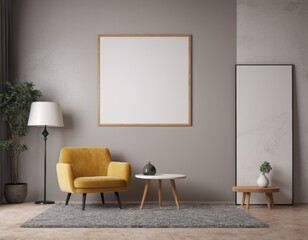 Minimalist Frame Mockup Hanging on a Stylish Wall in a Modern Apartment, Perfect for Displaying Artwork, Posters, or Photography