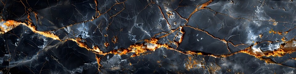 Luxurious Black Marble Texture with Golden Veins and Cracks Forming an Elegant and Sophisticated Background for Branding,Design,and Decor