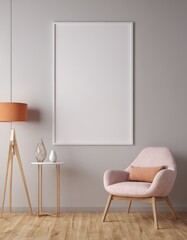 Minimalist Frame Mockup Hanging on a Stylish Wall in a Modern Apartment, Perfect for Displaying Artwork, Posters, or Photography