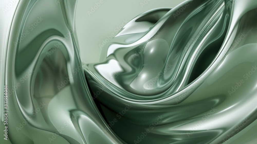 Poster holo 3d form of green-gray color. abstract background or screensaver. ai generative.
