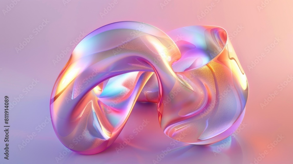 Poster holo abstract 3d shape. ai generative.