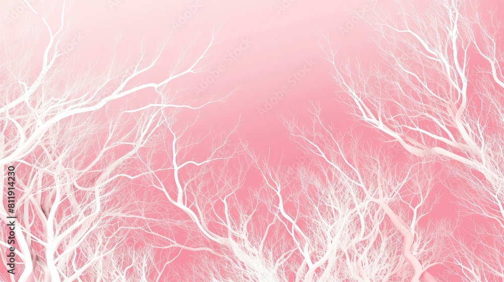 Poster pink abstract background or screensaver in the form of white tree branches. ai generative.