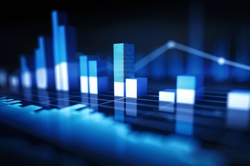 Fototapeta premium Closeup of a Blue Bar Graph Chart - Data Analysis, Corporate Reporting, Market Trends
