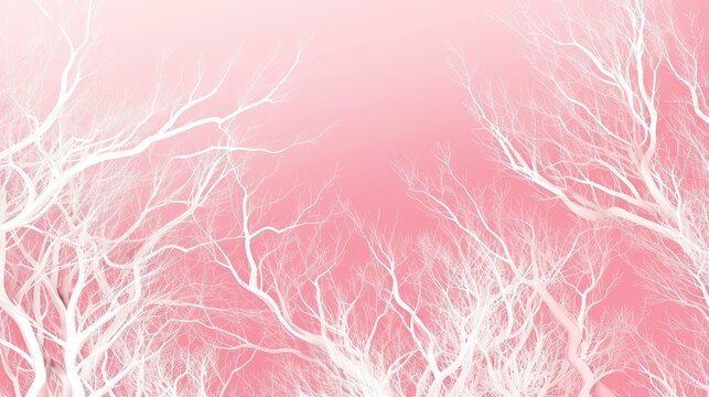 Pink abstract background or screensaver in the form of white tree branches. AI generative.