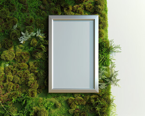 Elegant frame mockup on a moss green wall natural and calming