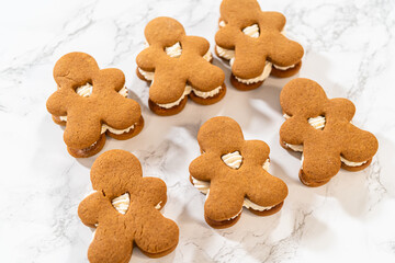 Handcrafted Gingerbread Cookie Sandwiches with Eggnog Buttercream