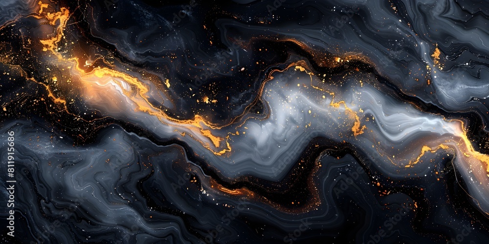 Aufkleber ethereal marble flows:a captivating monochromatic of fluid dynamics and natural elegance
