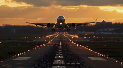 Commercial Jetliner Accelerating for Takeoff