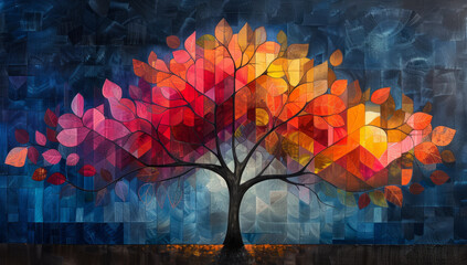 Dynamic Abstract Tree Painting in Geometric Shapes and Vivid Colors