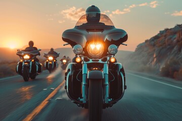 Group of People Riding Motorcycles Down a Road