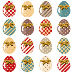 Easter eggs set on white background decor holiday art isolated	
