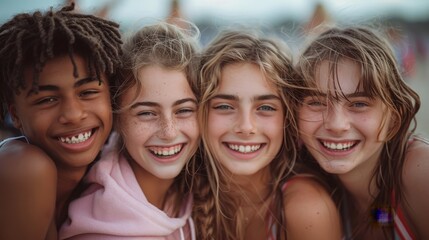 Fototapeta premium 4 adolescents laughed