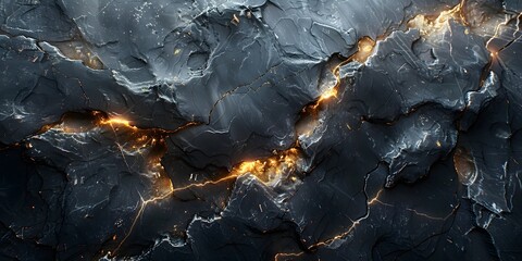 Fototapeta premium Captivating Volcanic Marble Backdrop:Fiery Fissures Across Pristine Ebony Expanse