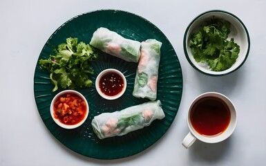Vietnamese spring rolls with dipping sauce