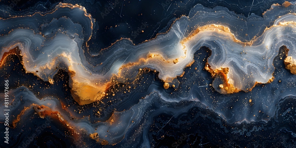 Fototapete captivating swirls of black and gold marble abstract background with intricate patterns and textures