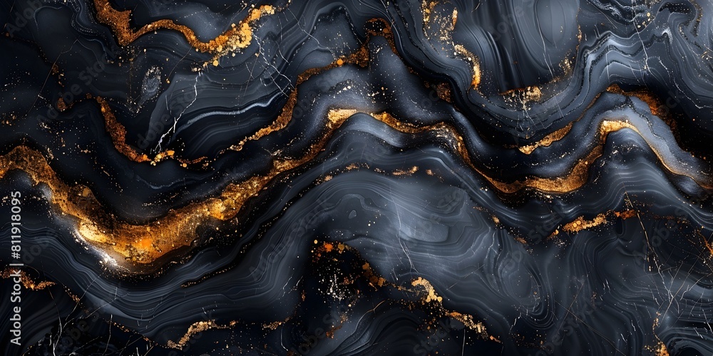 Poster mesmerizing swirls of ethereal ebony and lustrous gold in an alluring abstract marble composition