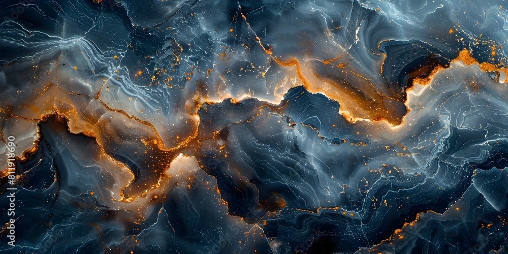 Aufkleber dramatic fiery marble texture with flowing fluid patterns and swirling fractal designs for elegant p