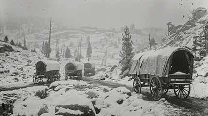 Covered Wagons in Snow