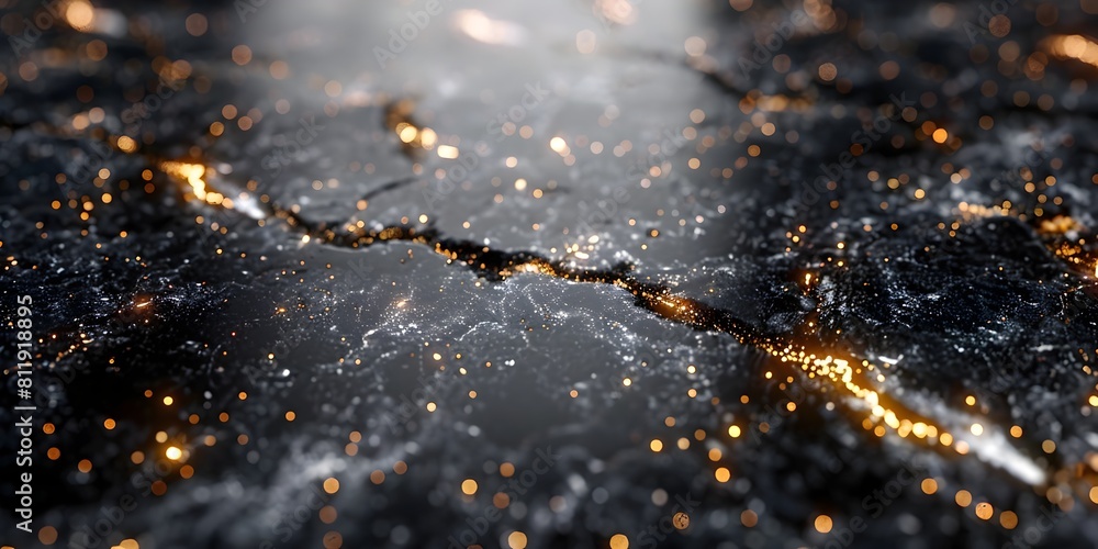 Poster captivating black marble backdrop with shimmering golden accents - elegant and sophisticated abstrac