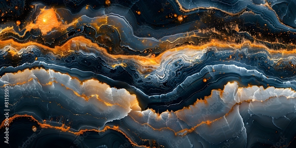 Poster Dramatic and Captivating Swirling Marble Backdrop with Fiery Undertones and Ethereal Clouds