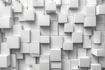 White geometric cubes in a three-dimensional array, showcasing modern design and digital art