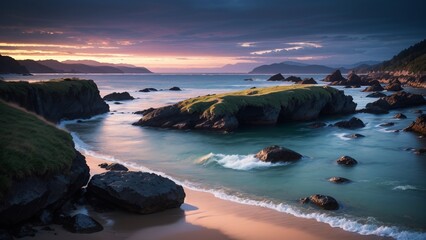 Fototapeta premium Long Exposure wallpaper of a coast Landscape.
