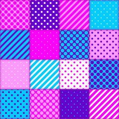 patchwork background with different patterns print for textile, paper, objects, seamless artistic decor handmade illustration vector 	