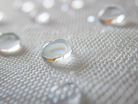 Water droplets on a white cloth.