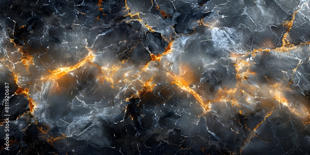 Poster captivating monochromatic marble backdrop with intricate fractal patterns and ethereal lighting