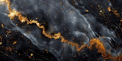 Captivating Swirls of Ebony and Golden Marble Textures for Elegant Backdrops