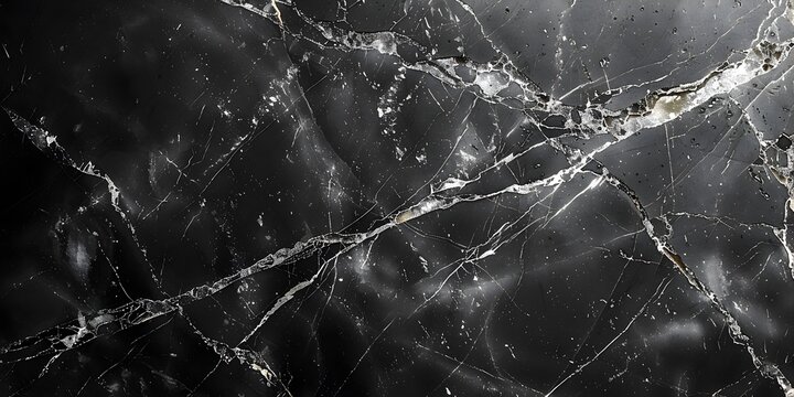 Black Marble Surface Texture with Cracked and Fractured Natural Patterns for Abstract Wallpaper or Luxury Background Design