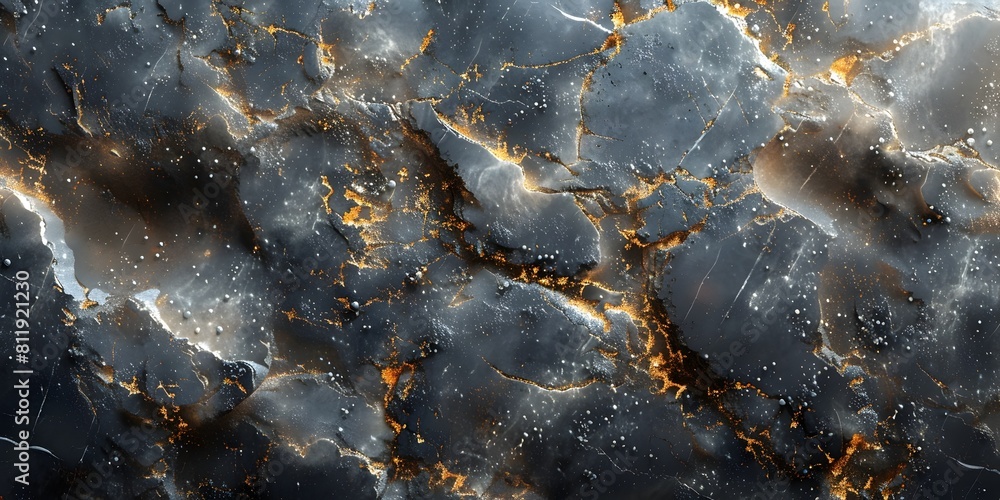 Aufkleber Dramatic Black Marble Texture with Intricate Veining and Cracked Patterns,Offering a Luxurious and Sophisticated Backdrop for Design and Architecture