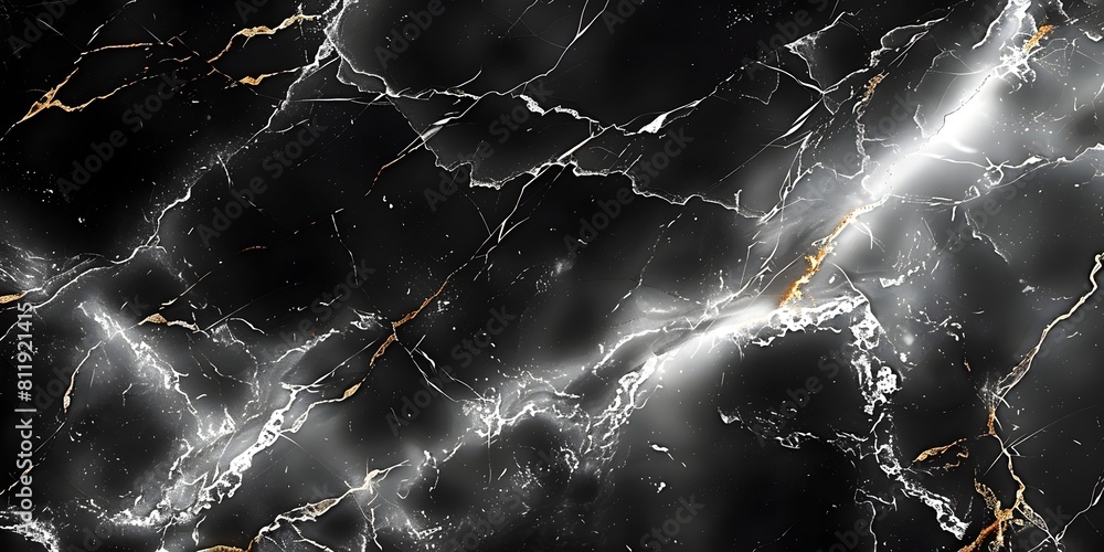 Aufkleber Black Marble Textured Background with Intricate Patterns and Fractures for Luxury Decor and Design