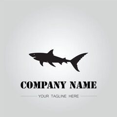 Shark silhouette illustration design for company logo vector image on the white background	
