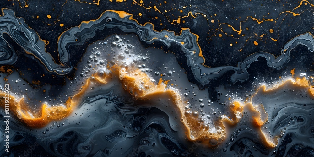 Poster dramatic abstract marble texture background with golden swirls and layers