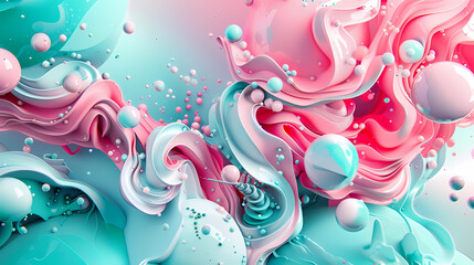 abstract 3d render with natural undulating surfaces trendy pink and turquoise wallpaper
