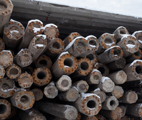 Stack of the concrete poles
