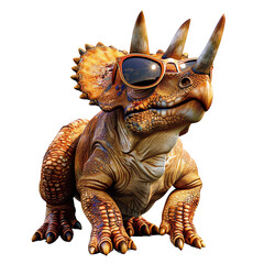The image shows a baby triceratops wearing sunglasses © The PNG God