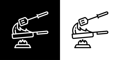 Cooking icon. Cook. Food icon. Cooking utensil icon. Kitchen tool icon. Black icon. Silhouette icon.
