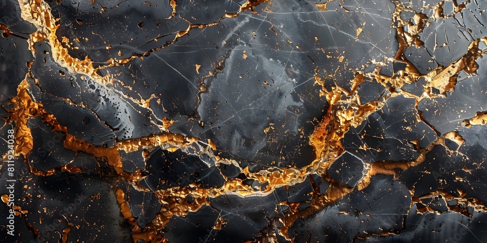 Aufkleber captivating marble surface with intricate golden veins and patterns