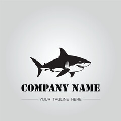 Shark silhouette illustration design for company logo vector image on the white background	
