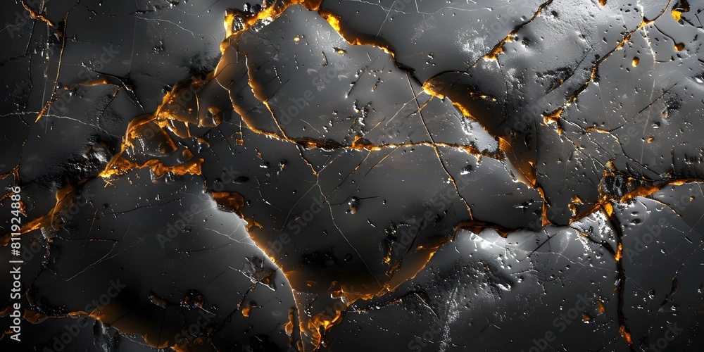 Poster captivating black and gold marble texture abstract background with dramatic cracks and fissures