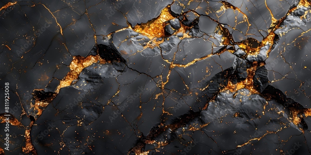 Poster captivating marble textures with dynamic golden veins and cracks - dramatic geological abstract back