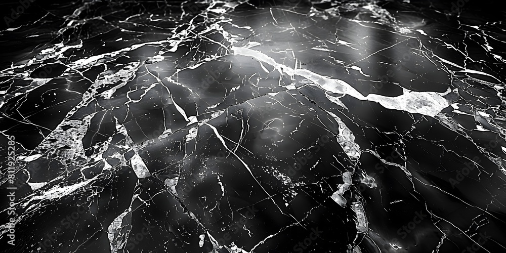 Poster captivating monochrome marble texture with dramatic fractal patterns and shattered surfaces