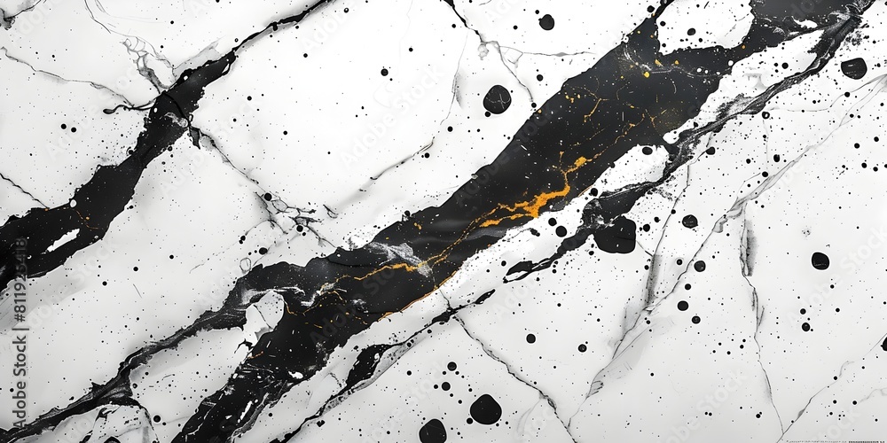 Poster elegant monochrome marble abstract background with splattered ink texture and striking geometric pat