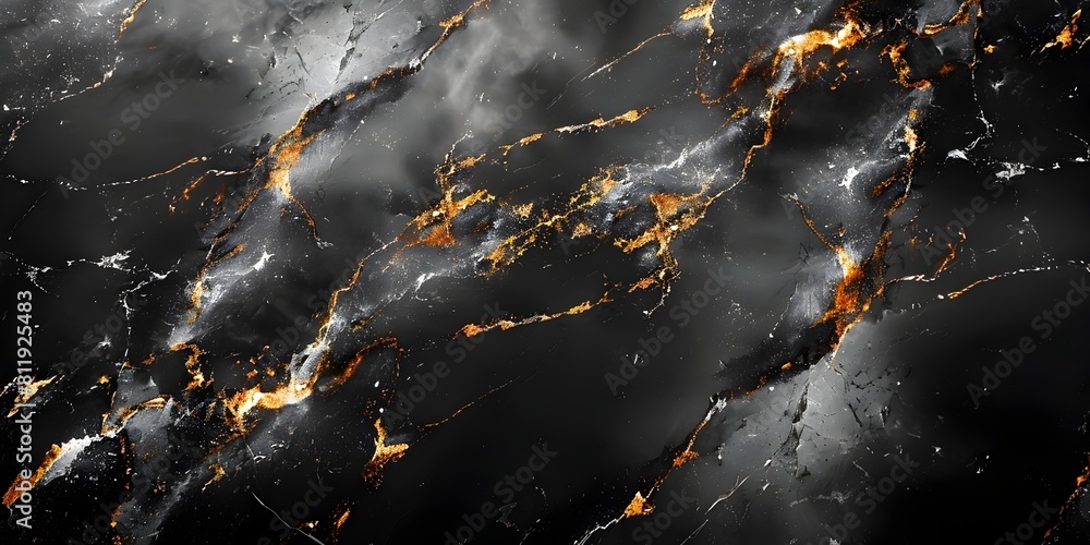 Poster striking black marble texture with golden accents and intricate veining pattern