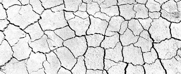 Texture soil dry crack background pattern of drought lack of water of nature white black old broken.